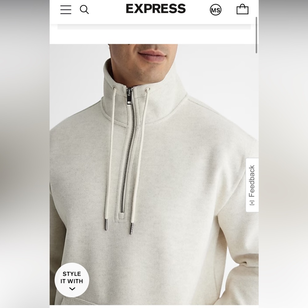 Men's EXPRESS size medium soft wool feeling quarter zip pullover.